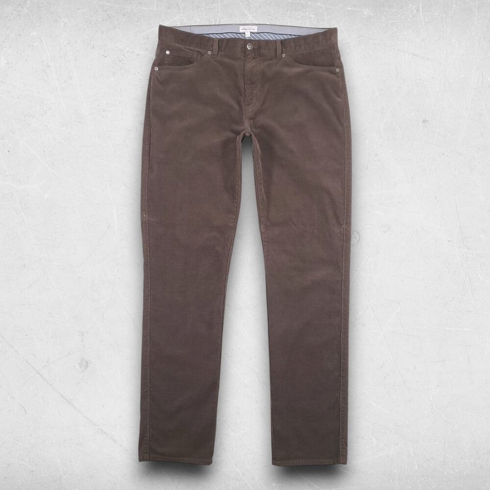 Peter Millar Corduroy Pants Men 36 Brown Flat Front Preppy Smart Casual Office